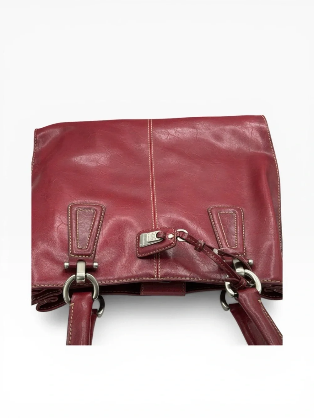 Liz Claiborne Deep Red Faux Leather Satchel NWOT